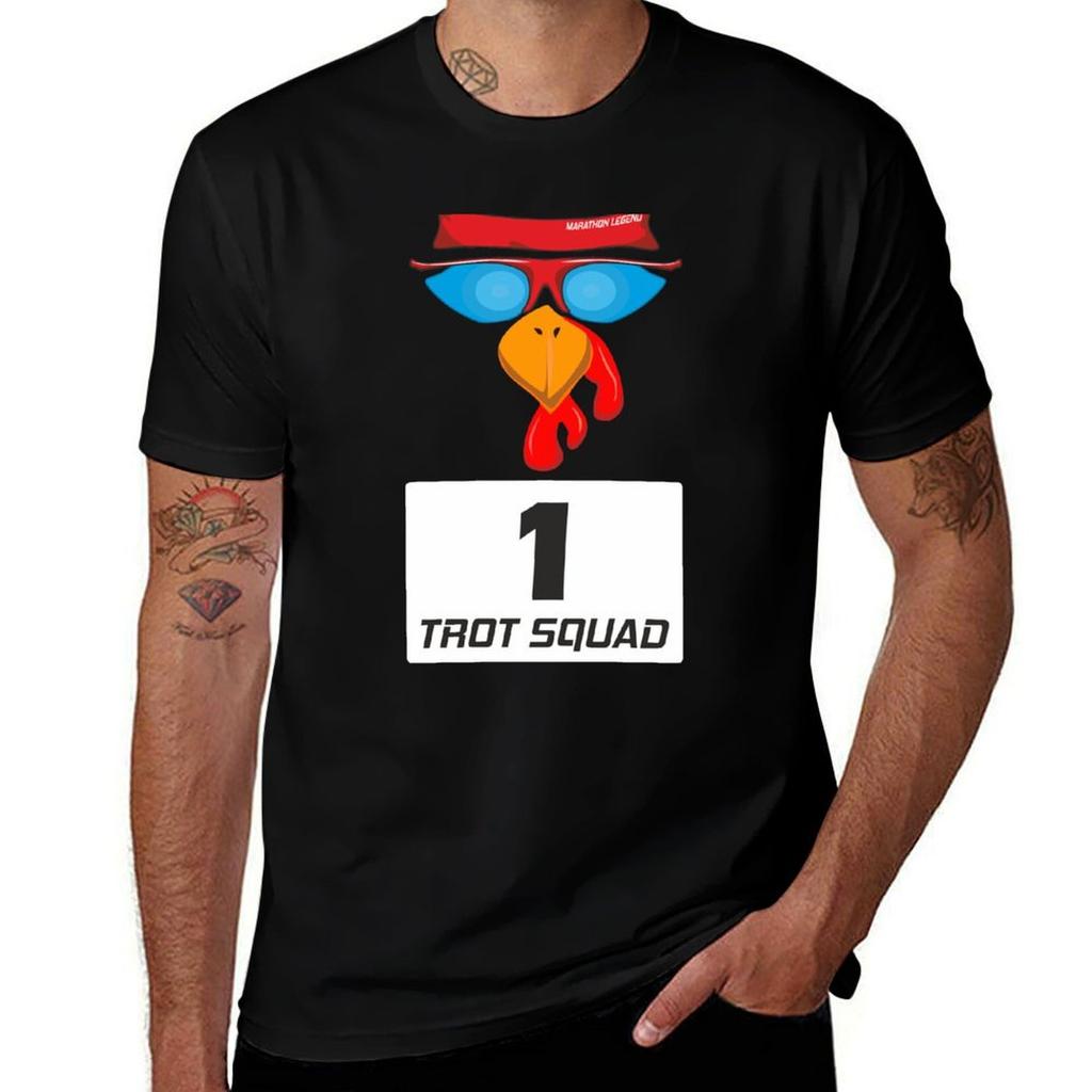 Trot Squad Nummer 1 Läufer Truthahn Thanksgiving Tag Lustiges Vogelgesicht Laufen Kostüm T-Shirt t shirts für Mann Packung Baumwolle T-Shirt