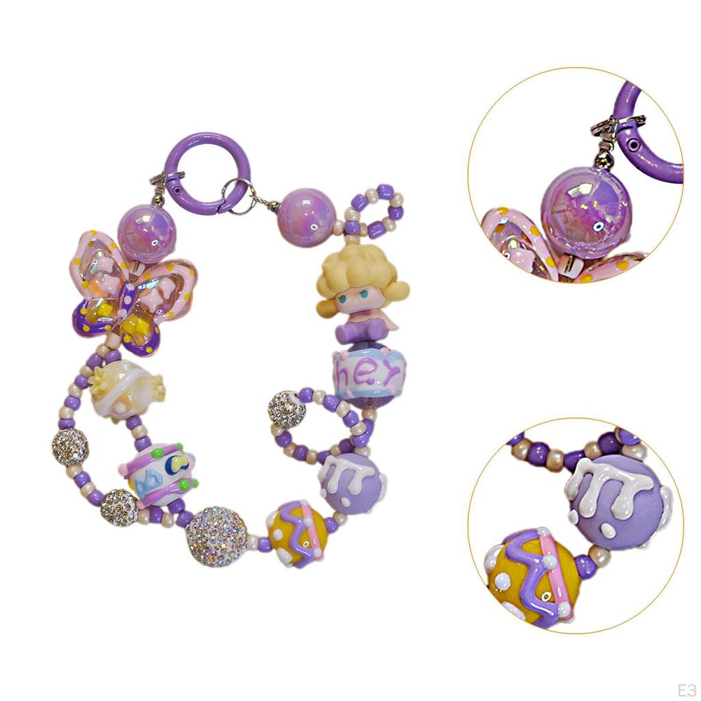 Bag Pendant Doll Accessories Phone Charm with Beads for Kids Adults Children Style A