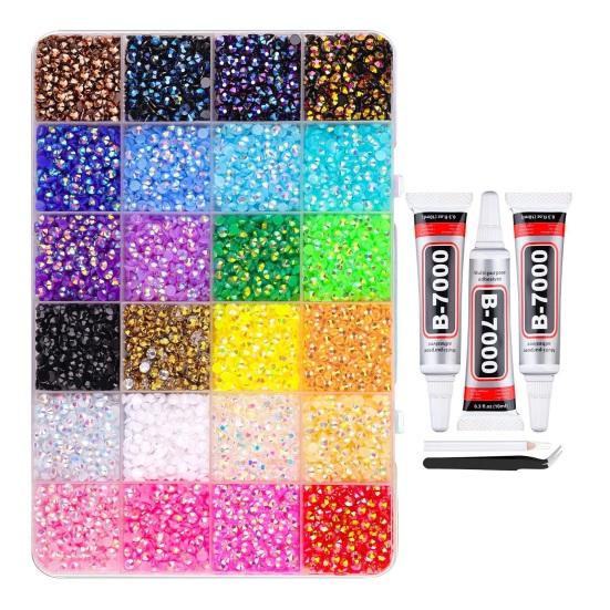 24000/30000/32000Pcs Nail Art Rhinestone Set 24/28/40 Grids Assorted Color 0.3CM DIY Nail Design Crafting Clothing Phone Decoration Rhinestone