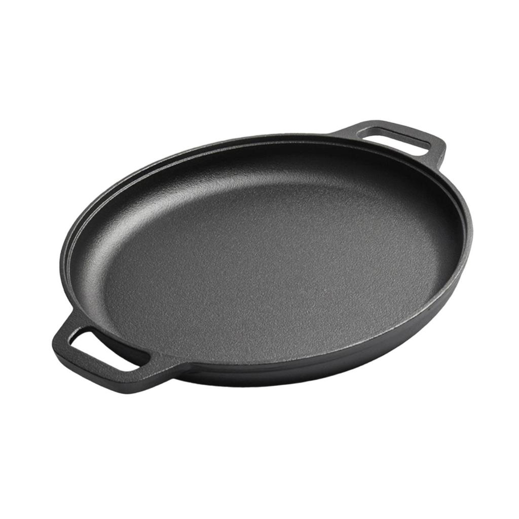 Barbecue Grill Accessory Portable Round with Two Handle Cookware Frying Pan for Kitchen Indoor