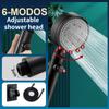 6 Modes Shower Head Adjustable High Pressure Water Saving Shower One-key Stop Water Massage Shower Head for Bathroom Accessories