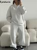 Fashion Half-Neck Long Sleeve Hoodie Pants Set Casual Oversized Sweatshirt and Pants Outfit