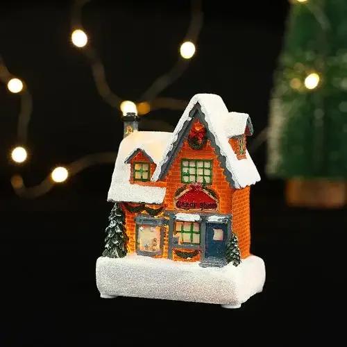 Glowing Christmas Cabin House with Led Lights Christmas Story Village Houses Festival Ornament Christmas Atmospheres Decor Props