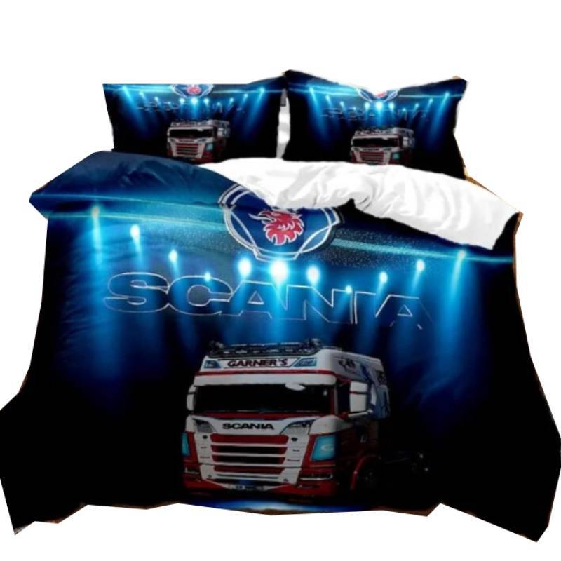 Printed Trucks Scania Duvet Cover Pillowcase Bedding Set Childrens Decor Bedroom