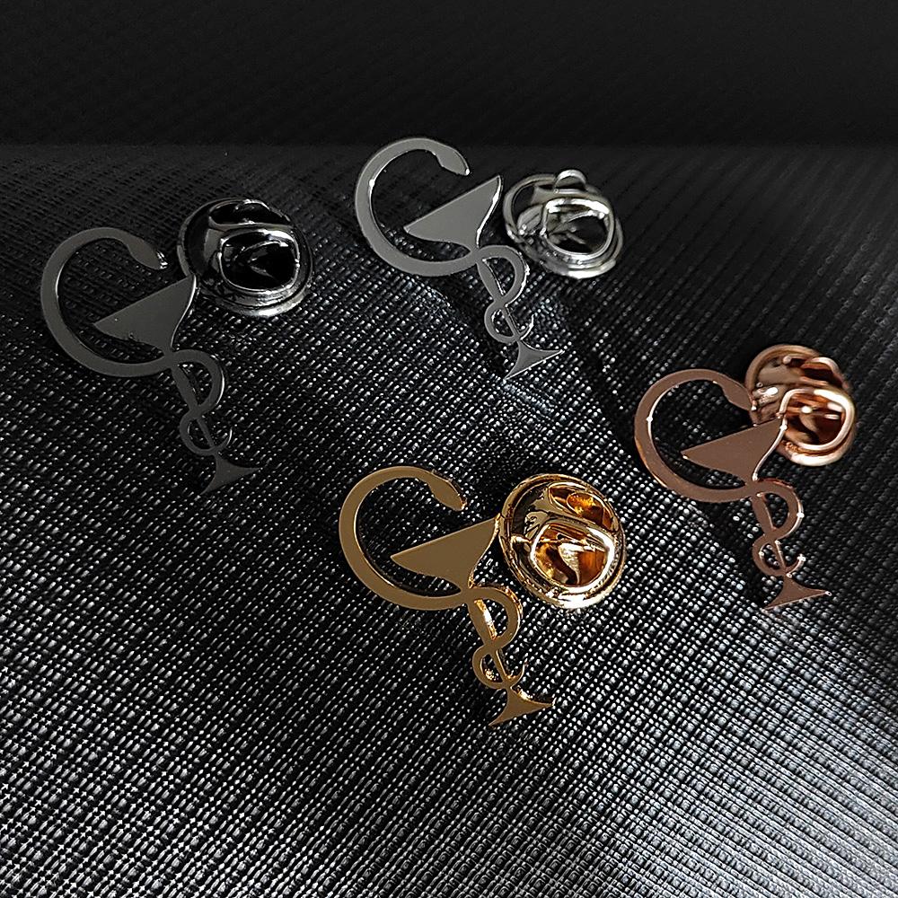 Symbol Culture Stainless Steel Brooch, Ancient Mythological Serpent Symbol Badge, Jewelry for Health and Guardianship.