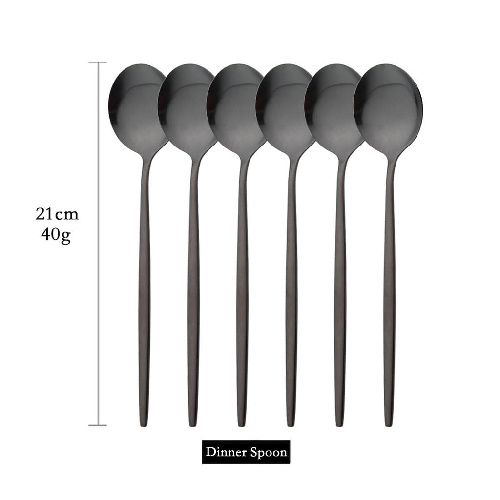 Pachet de 6 linguri rotunde pentru supă de uz casnic linguri de cină din oțel inoxidabil Linguri de masă cu mâner lung în stil coreean Veselă de bucătărie