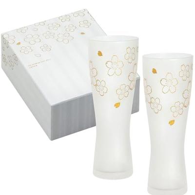 Aderia (ADERIA) [Premium Nippon Taste, Foam-Making Function, Cherry Blossom Design, 415ml Pair, Made In Japan, Gift Boxed, S6007] Stylish Pint Beer, C