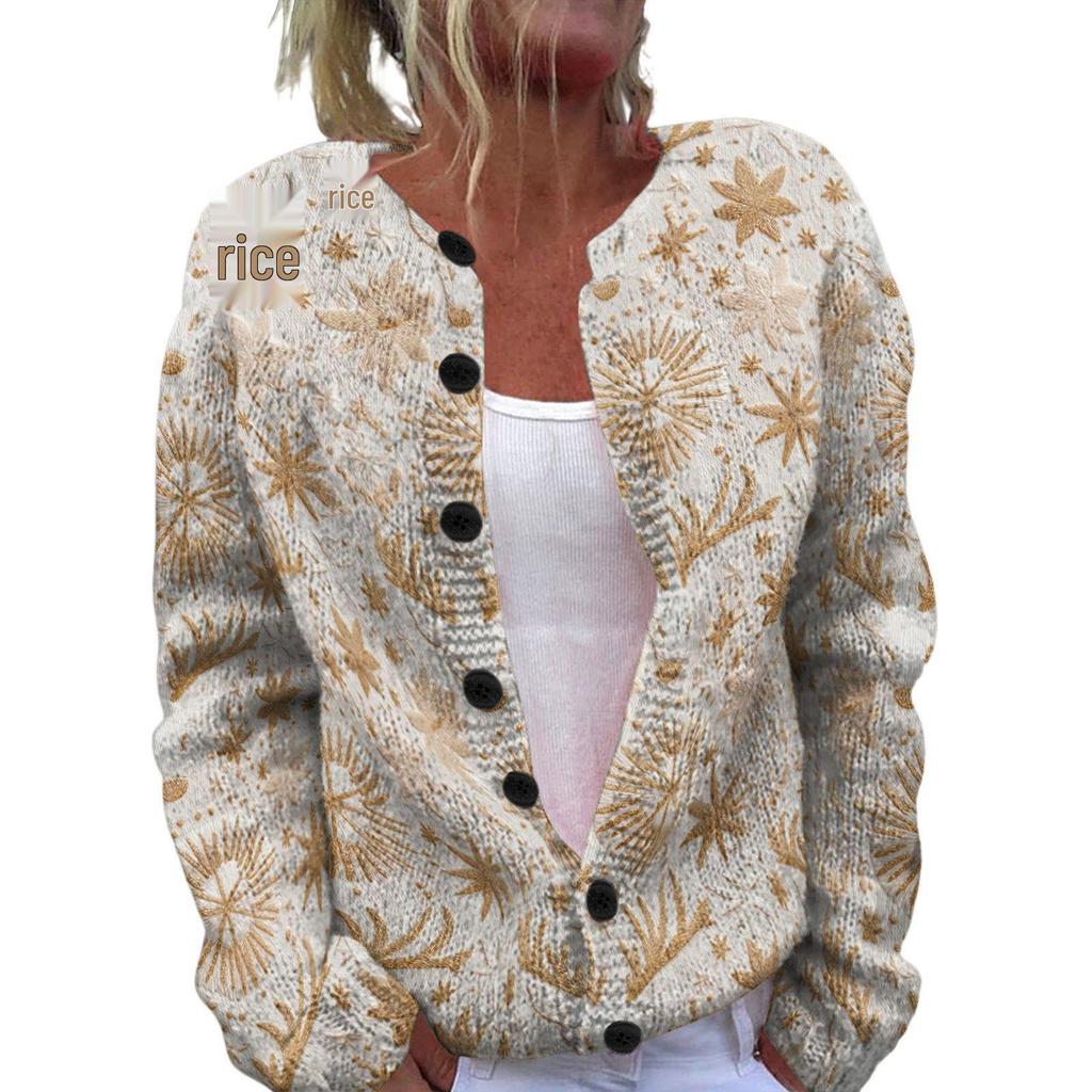 Round Neck Long Sleeve Christmas Cardigan Sweater YXX-YK01