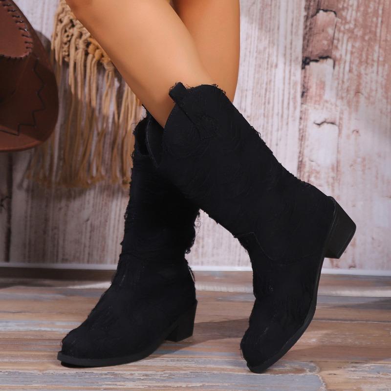 

Зимняя обувь для женщин Слипоны Женские полусапоги на квадратном каблуке с острым носком Женская обувь Большой размер Новинка Женские сапоги 40 чёрный