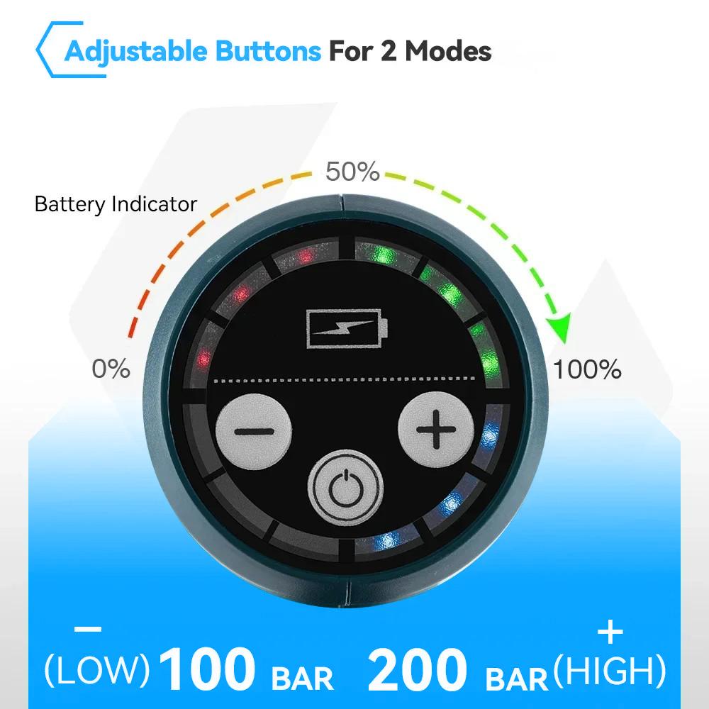 3500W 200Bar Brushless Electric High Pressure Washer Water Gun 6IN1 Cordless Car Washer Cleaning Garden For 21V 18V Battery