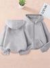 Children's Hooded Jackets: Boys & Girls Autumn/Winter Velvet-Lined Zipper Sweatshirts