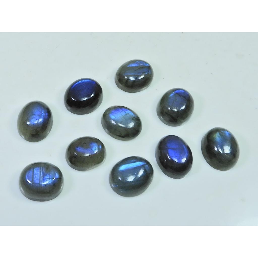 10X12MM Natural Labradorite Blue Fire Oval Cabochon Loose Gemstone 10Pcs Lot C-1089