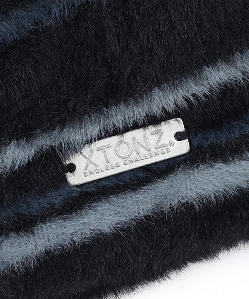 XTONZ Xta095 Striped Soft Hairy Beanie (Black)