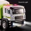 1:50 Alloy Electric Sweeper Sanitation Truck Alloy Model Diecast Toy Car Sound Light Door Opened Cars Children'S Educational Toy