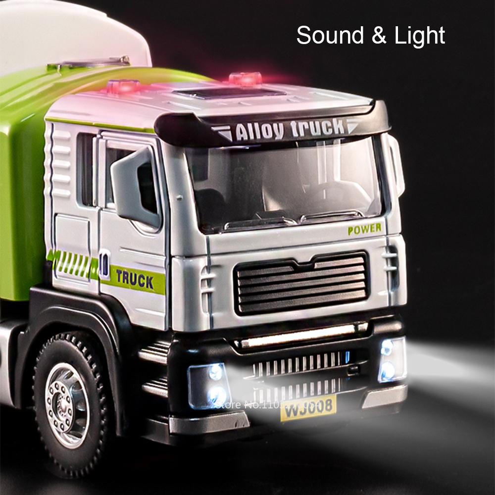 1:50 Alloy Electric Sweeper Sanitation Truck Alloy Model Diecast Toy Car Sound Light Door Opened Cars Children'S Educational Toy
