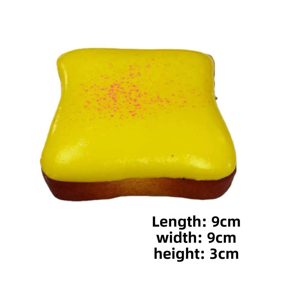Squishy Butter Toast Squeeze Toy Stress Relief Slow Rising Sensory Fidget for Anxiety ADHD Autism Gifts Kids Adults ASMR Fun