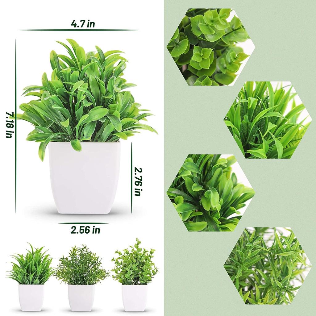 Artificial Potted Plants, Green Artificial Plastic Eucalyptus Plants, Set Of 20