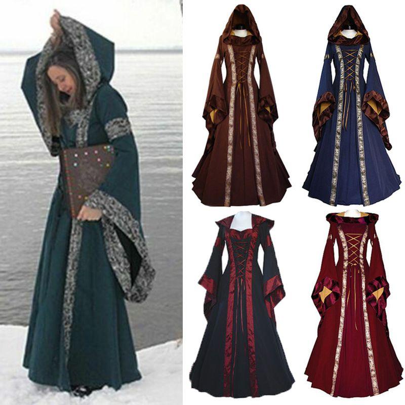 Elegant Vintage Masquerade Party Dress Women's Gothic Medieval Costume