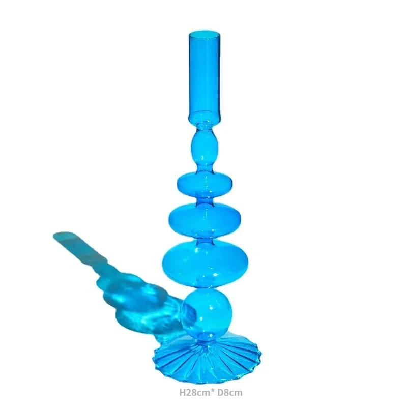 Decorative Candle Holders Colorful Glass Flower Vase for Home Decoration Wedding Decoration Centerpieces Candlestick Gift