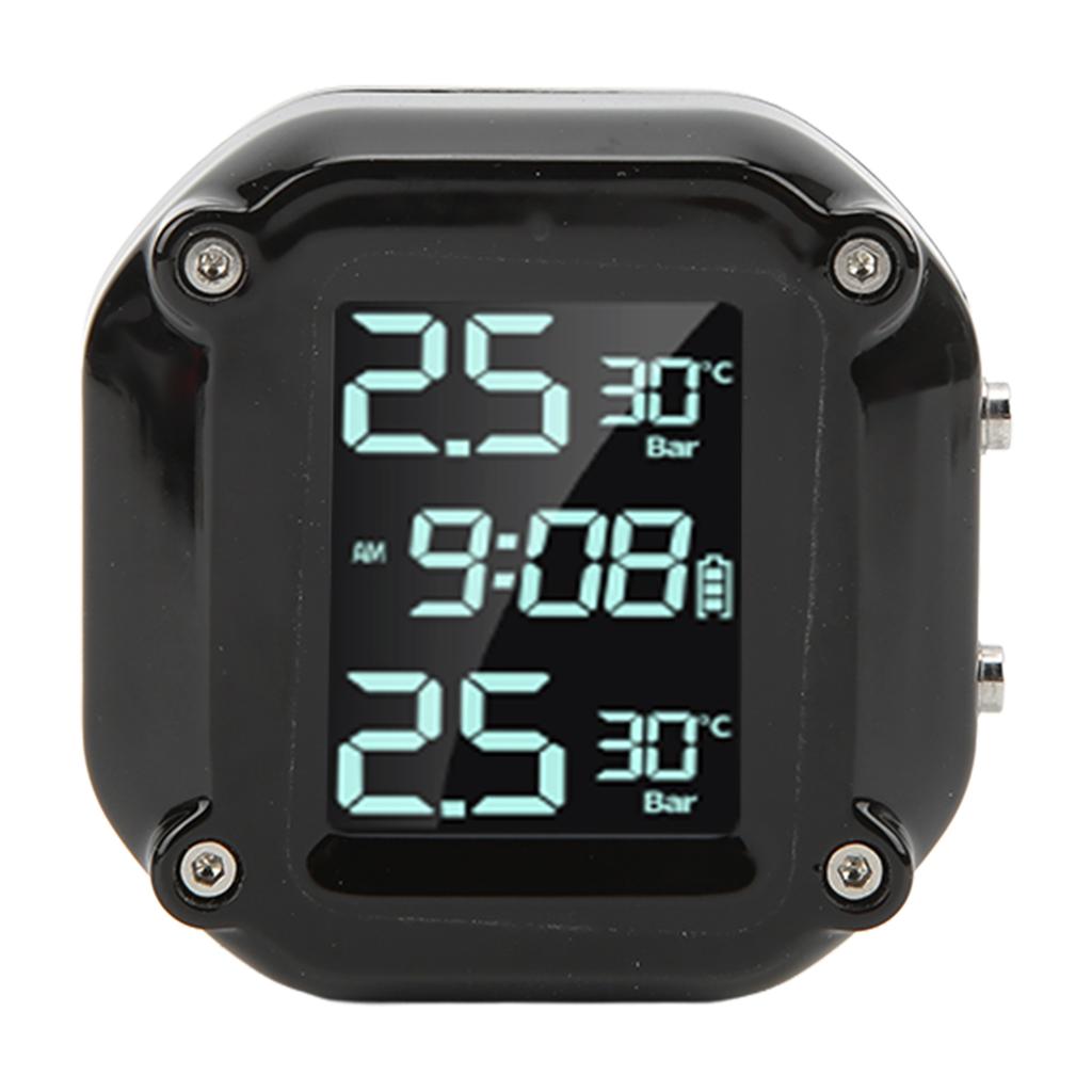 Motorcycle Tire Pressure Monitor System with 2 Sensor USB Charging LCD Screen IP67 Waterproof TPMS for Safety Driving