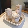 4pcs Wooden Candle Holder Set with Heart-Shaped Trays Rustic Farmhouse Decor Valentine's Day Gift Candle Home Table Decorations