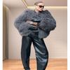 Women's clothing autumn and winter beach sheep hair imitation fur new artificial fur street girl long-sleeved top short