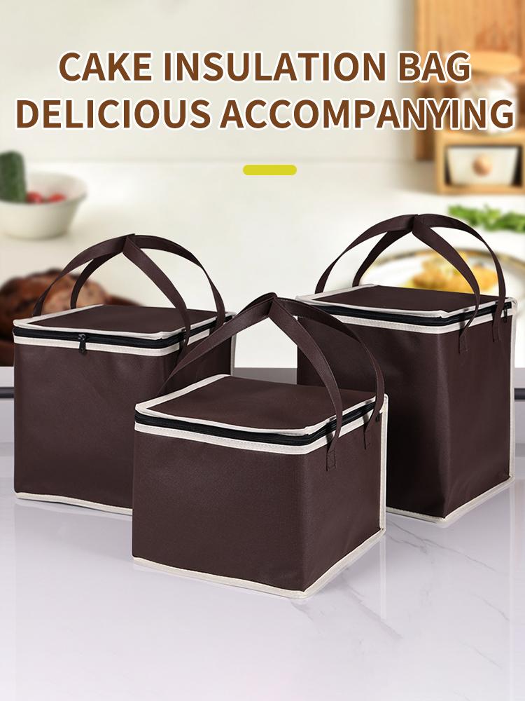 Birthday cake insulated bag, thickened hand-held aluminum foil insulated zipper refrigerated bag