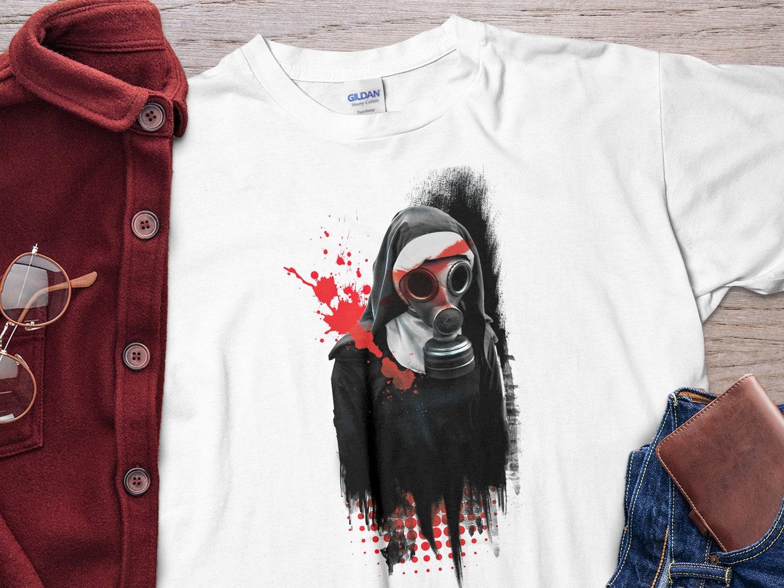 Nun black gas mask T-Shirt Unholy Nun Shirt Unisex T-Shirt M
