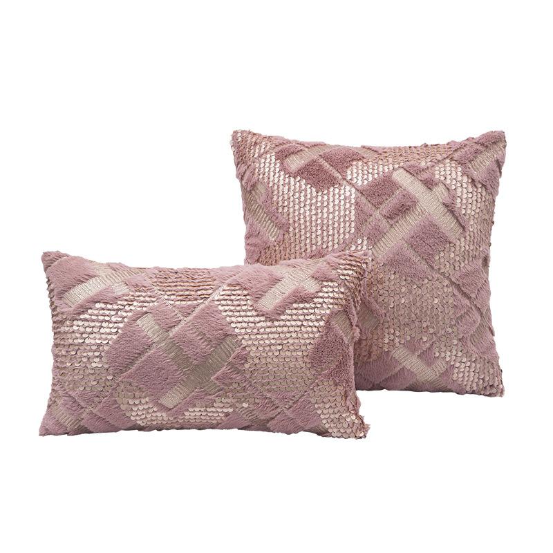 PV Velvet Sequin Embroidered Pillowcase French Light Luxury Metropolitan Pillow Home Living Room Sofa Decoration Pillow Waist Pillow Case