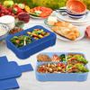 Bento Lunch Box Adult 2 Tier Lunch Box, 6 Compartments, Plastic Adult and Youngsters's Work School Lunch Box 1550ml