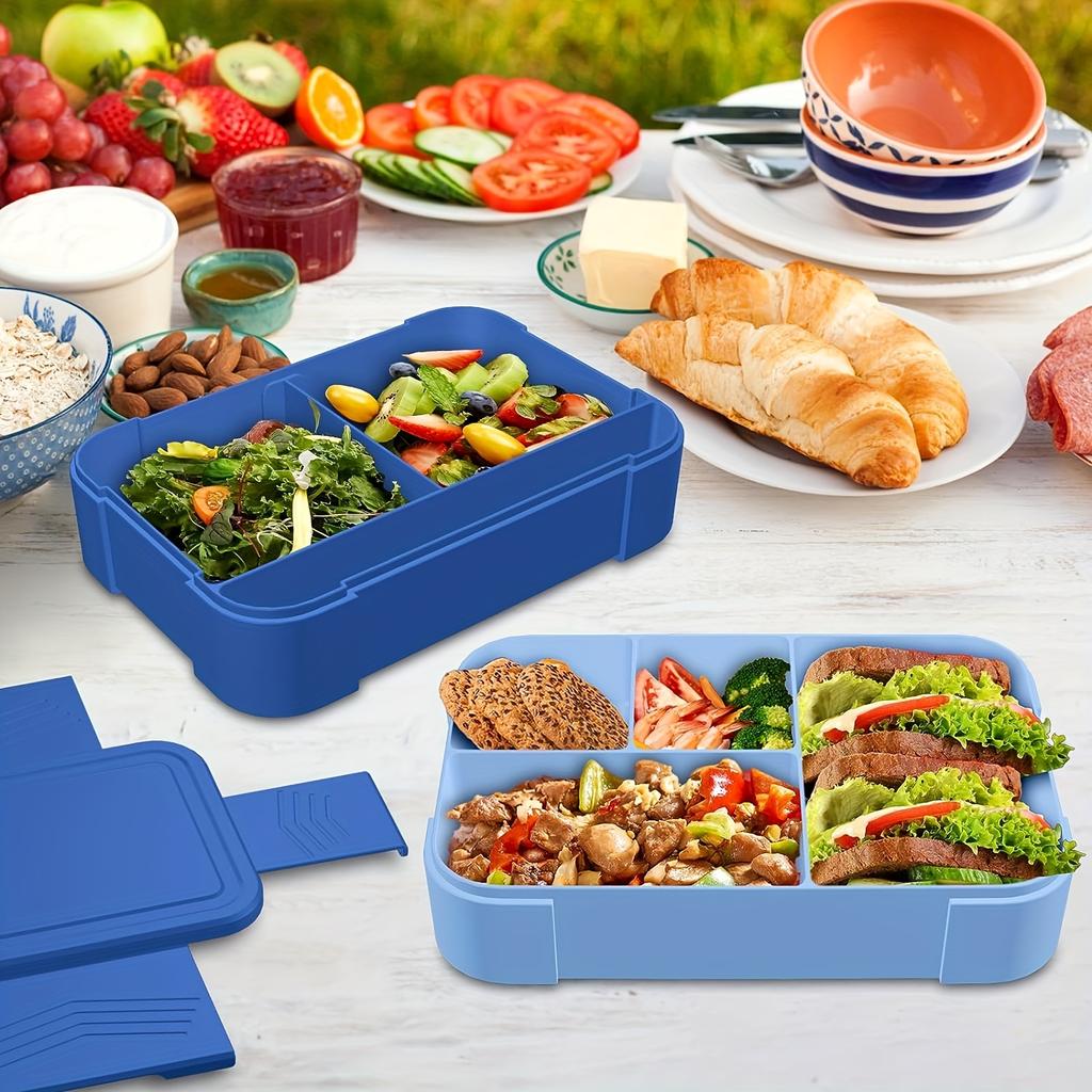 Bento Lunch Box Adult 2 Tier Lunch Box, 6 Compartments, Plastic Adult and Youngsters's Work School Lunch Box 1550ml