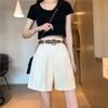 Working Shorts for Women In Summer Thin New Style Khaki High Waist Casual Wide-leg Suit Pants A Line Five-point Pants