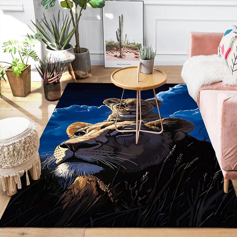 1Pc Lioness Cub Wild Rug, Office Carpet Indoor Outdoor Doormat, Non-Slip, Comfortable, Living, Christmas Halloween, Xmas Gift G1282