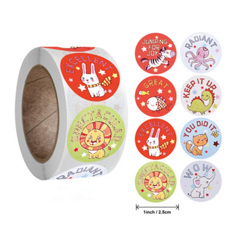 500 Pcs Reward Stickers Motivational Stickers Roll For Kids For School Reward Students Teachers Cute Animals Stickers Labels