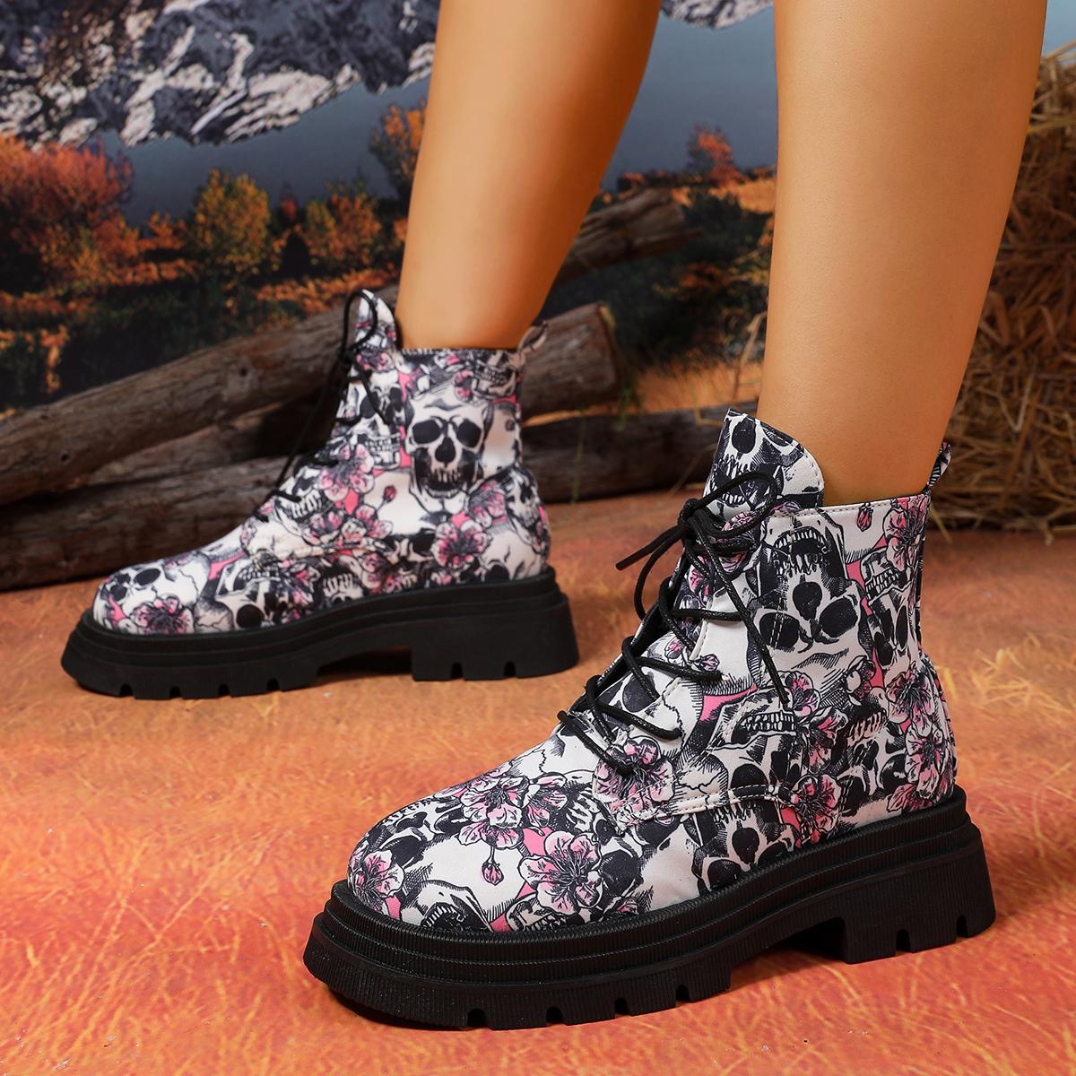 

Fashion New Color-blocking Elegant Work Boots Winter Round Toe Thick Sole Non-slip Comfortable Casual Riding Boots for Women 36