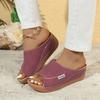 Fashion Summer Soft Platform Slippers Women 2025 Fashion Peep Toe Wedges Flip Flops Woman Light Med Heel Non-Slip Beach Shoes Slides