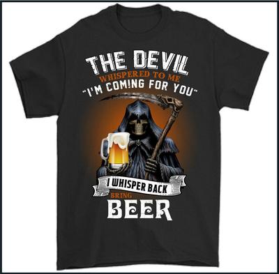 BIER Totenkopf Teufel Alkohol Biker Motorrad Sensenmann Motorrad Unisex T-Shirt