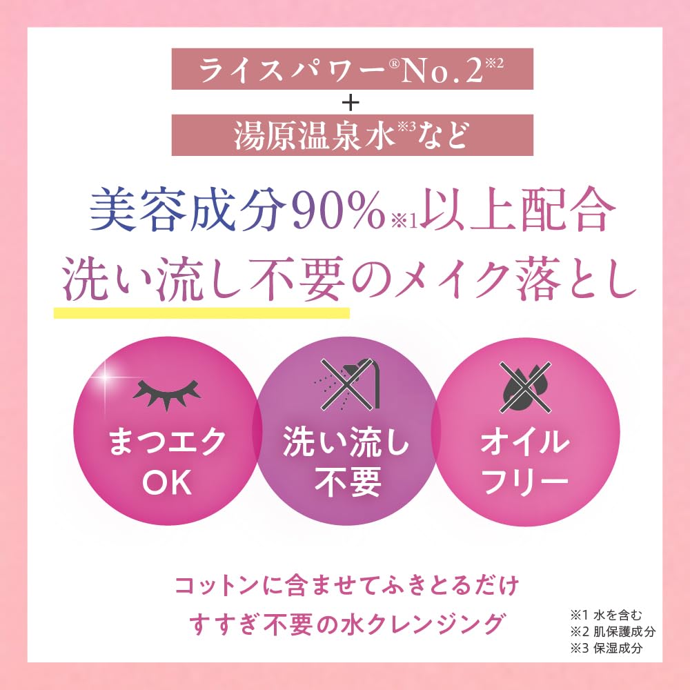 Rice Force Official Cleansing Water Power 2 Makeup (200ml / Approx. 2-Month Supply) [Rice No. Remover, Wipe-Off, Time-Saving, Moisturizing]