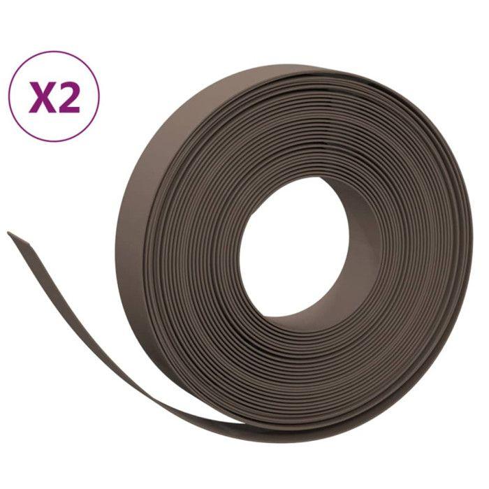VidaXL Bordures de jardin 2 pcs marron 10 m 10 cm polyéthylène 3155436