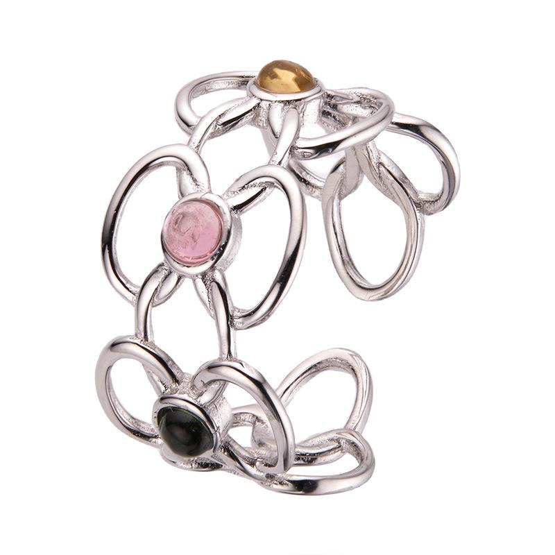 Blogger Flower God Design Niche S925 Sterling Silver Hollow Flower Ring Does Not Fade Advanced Sense Index Finger Ring Female