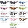 SO&EI Popular Fashion Polygon Cat Eye Sunglasses Women Retro Brand Designer Jelly Color Shades UV400 Men Clear Glasses Frame