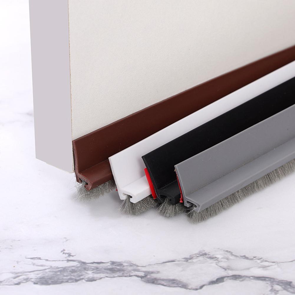 2PCS Door Bottom Sealing Strip With Brush Soundproof Sealing Strip Hardware Windproof Anti-Cold Door Gap Weather Stripping 100CM