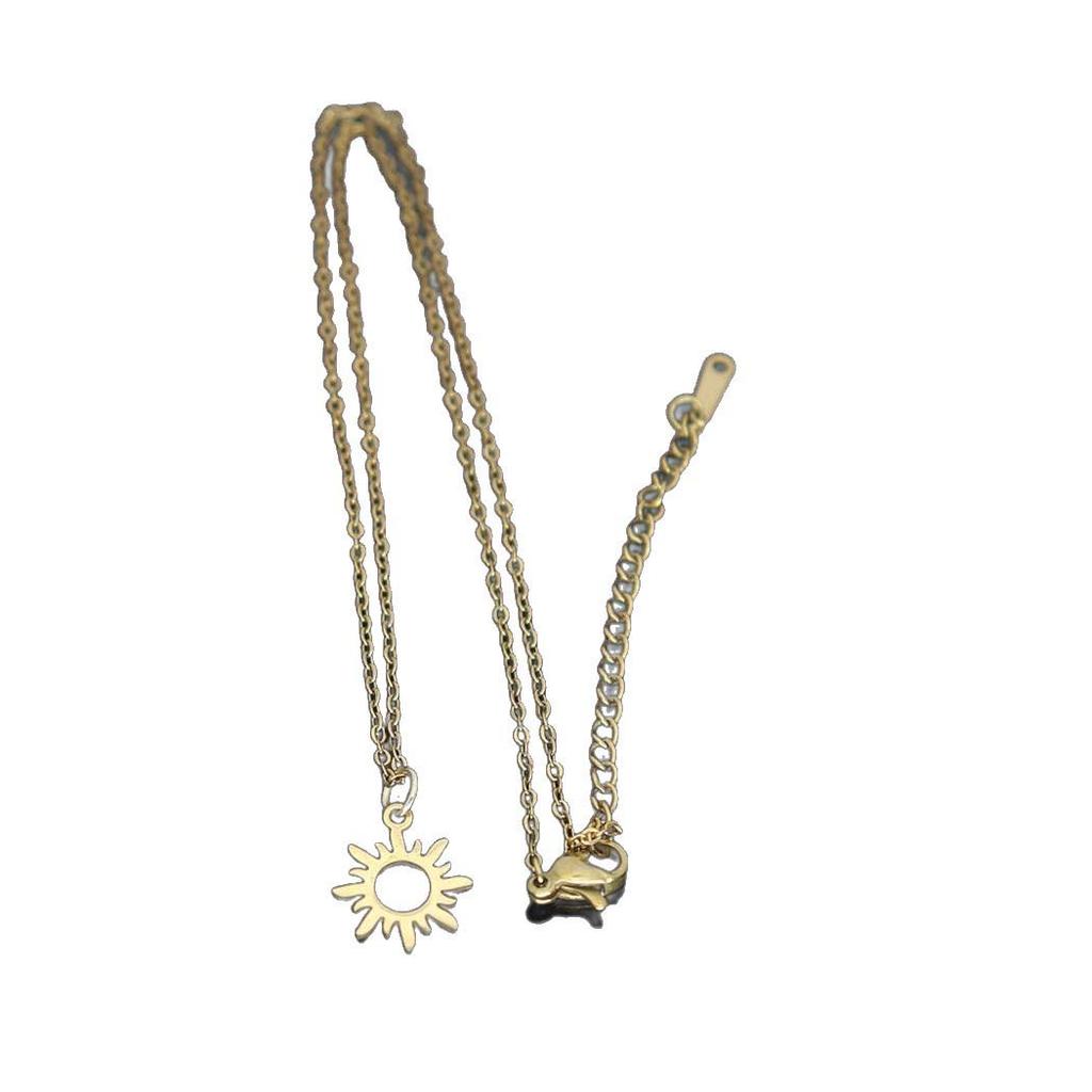 Colorfast Stainless Steel Sun Pendant Necklace - Versatile Clavicle Chain for Women
