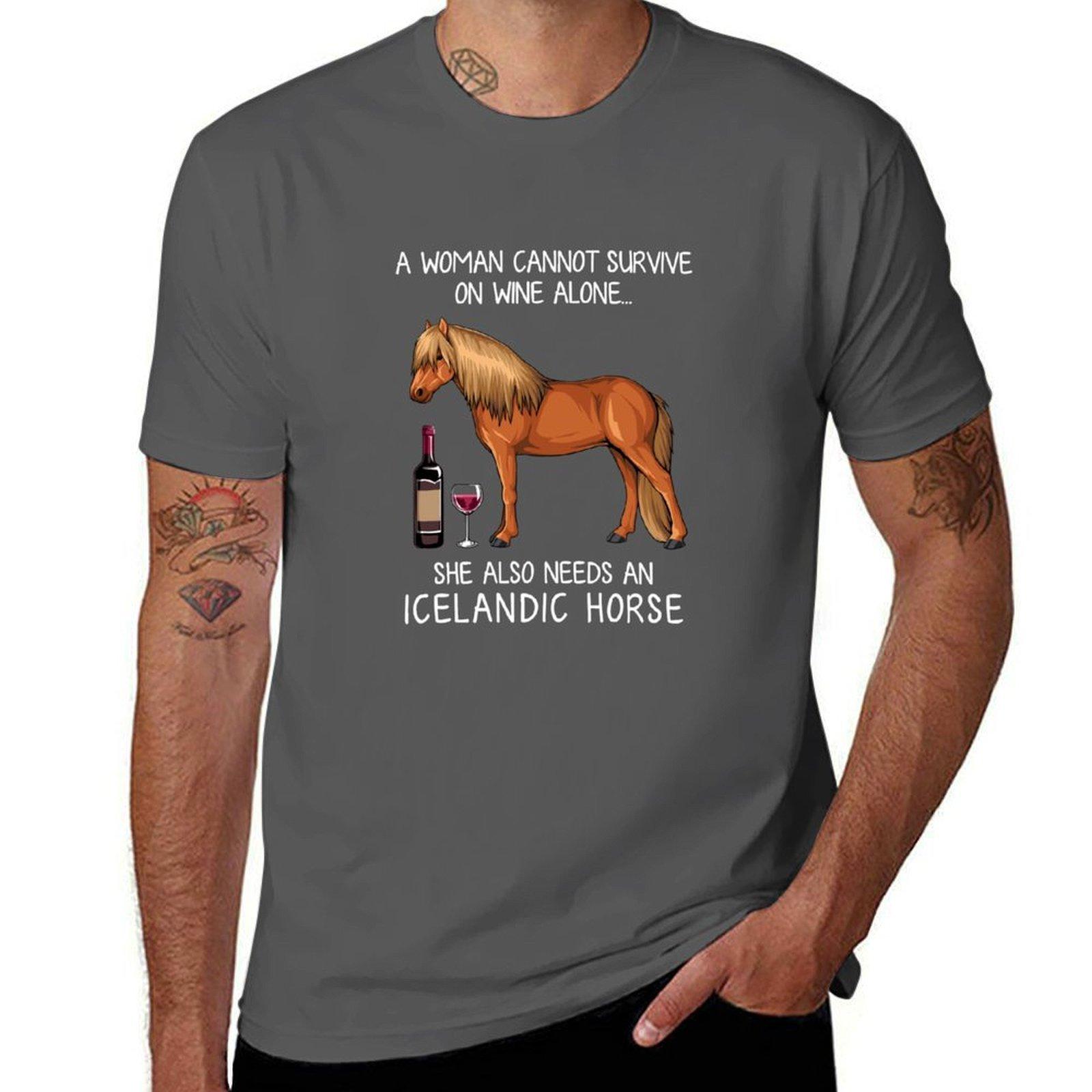 

Icelandic Horse horse and wine funny horse TShirt UV Sun Protection Tee Shirt 4XL