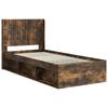 Bed Frame with Storage Space and Headboard Smoked Oak