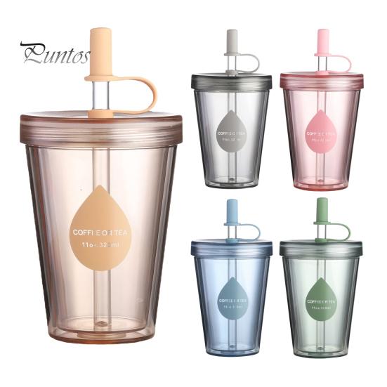 Insulated Style Water Bottle for School Drinking Straw Cup, Portable Leak-proof PC Bottle, Durable Reusable Cup Milk Tea Anti-fall Students And Office