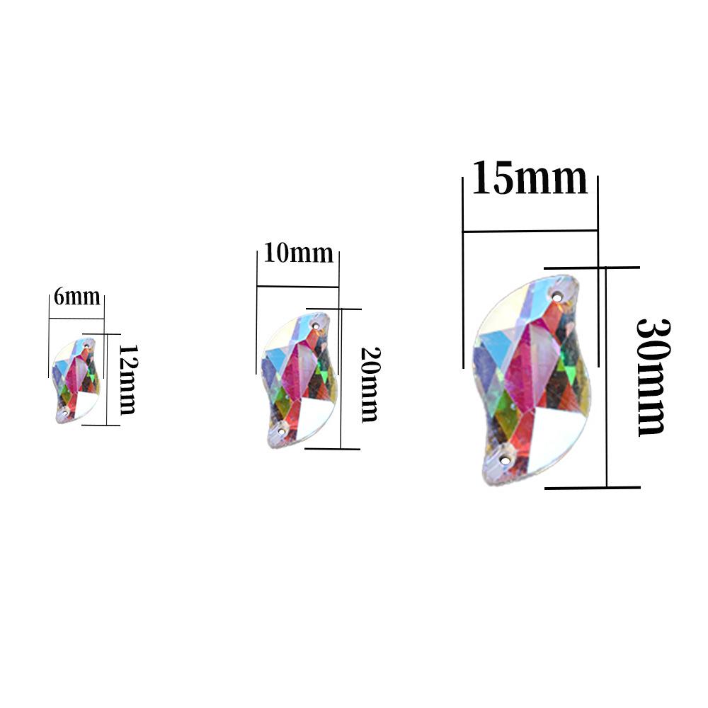 S-Shaped Glass Hand-Sewn Drill Flat Bottom Double Hole Long Crystal Flat Buckle White Ab Drill Diy Jewelry Accessories