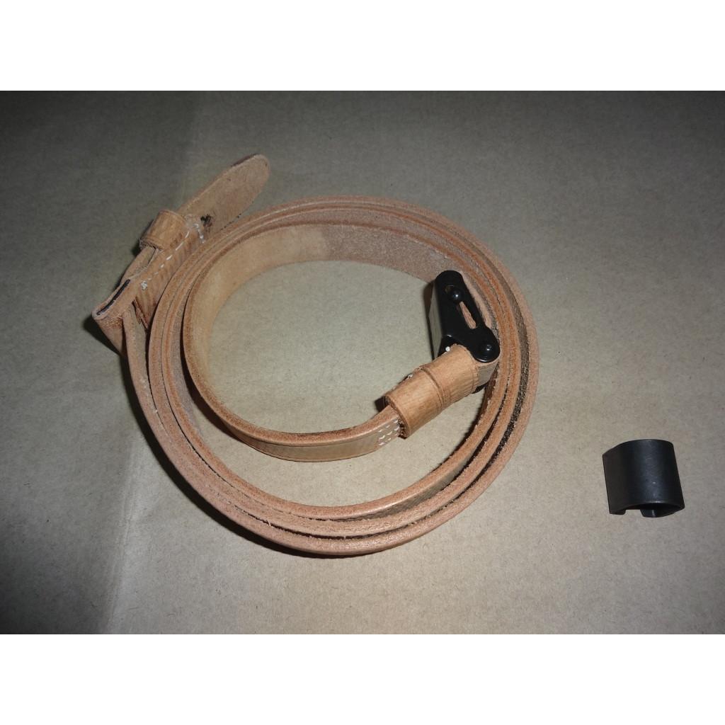 German Mauser K98 WWII Rifle Leather Sling w/Sight Hood Natural Color PP-TFEH-OJ96