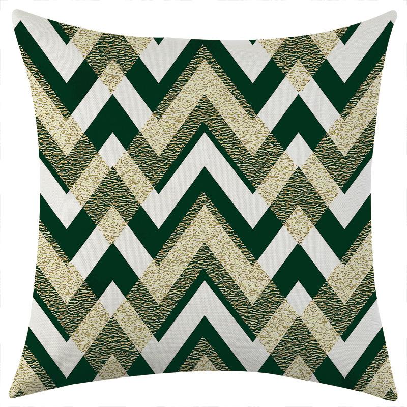 New Green Striped Floral Linen Pillowcase for Holiday Decoration and Car Cushion Cover
