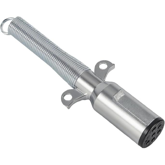 7 Pin Trailer Connector Socket Trailer Side Round Wiring Harness Heavy Duty Die-Cast Zinc Housing for Semi Truck Tractor Trailer 1 Pack-Plug